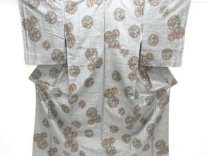 未使用品　花丸紋様織出し手織り紬着物